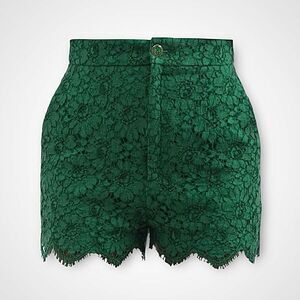 GUCCI Scallop-Edge Floral-Embroidered Lace Shorts Size‎ 6 Emerald Green